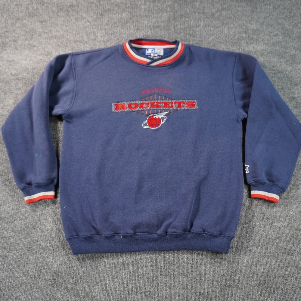 Vintage Starter Houston Rockets Sweatshirt Mens XL Navy Blue NBA Embroidered